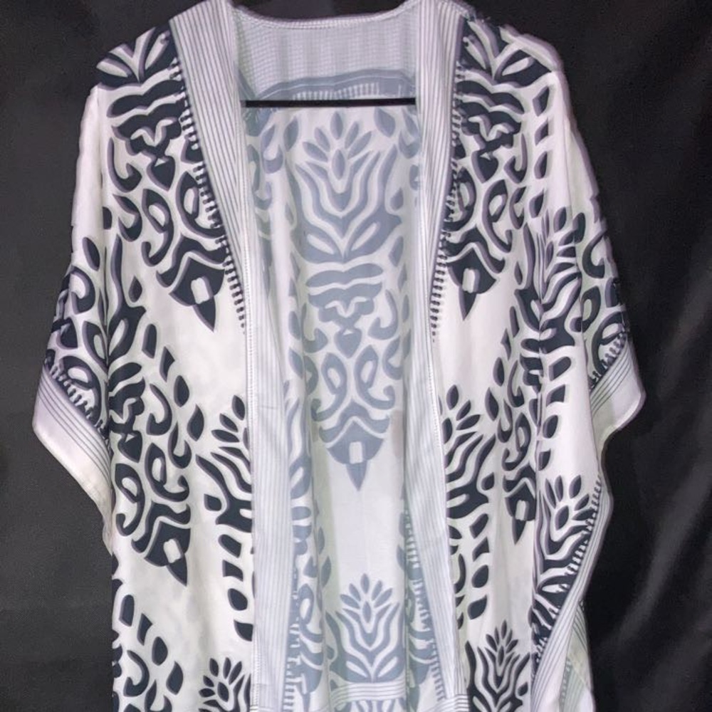 Black and white kimono.